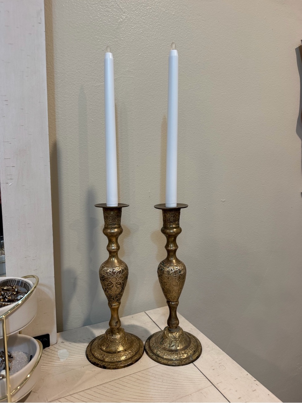 Vintage Brass Candlestick Pair ✨ Made in India